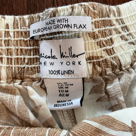 Nicole miller linen Leaf Print Wide-Leg Pants - Picture 2 of 4